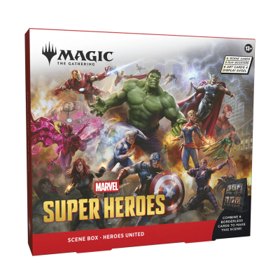 Caixa de jogo Magic The Gathering Marvel Super Heroes com vários super-heróis