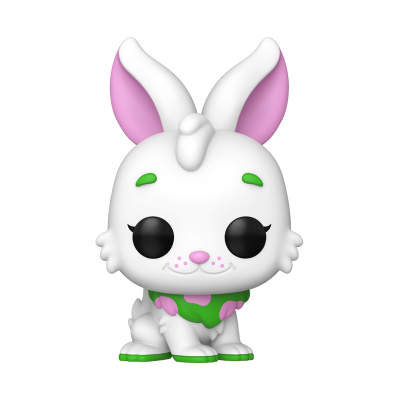 Figura de vinil coelho branco com orelhas rosa e olhos negros