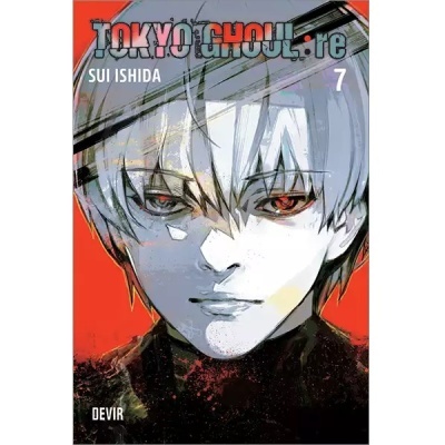 Capa do livro Tokyo Ghoul:re volume 7 com ilustração de personagem e texto