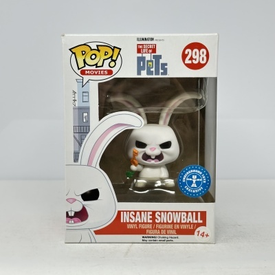 Caixa de figura de vinil de coelho INSANE SNOWBALL com expressão zangada e orelhas rosas