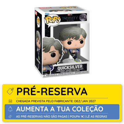 Boneco Funko Pop Quicksilver em embalagem com janela