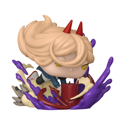 Figura de vinil loira com chifres vermelhos e fluido roxo em tentáculos