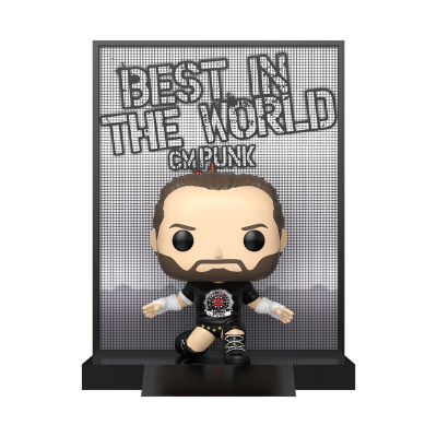 Figura Funko Pop do CM Punk com fundo texto BEST IN THE WORLD