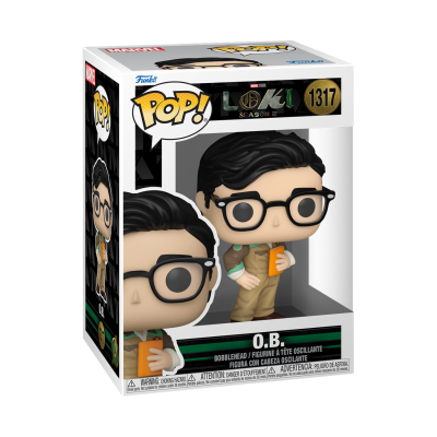 Figura Pop de vinil O.B. da série Loki, com óculos e café, na embalagem