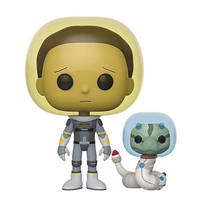Figuras colecionáveis Funko Pop de personagem humano e alienígena com capacetes transparentes