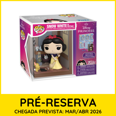 Caixa Funko Pop! Branca de Neve com cenário da casa e animais em vinil