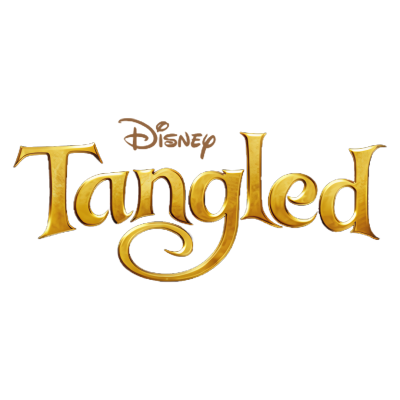 Logótipo Disney Tangled em letras douradas