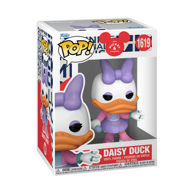 Boneca Daisy Duck Funko Pop em vinil, vestido roxo e laço lilás