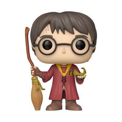 Boneco Funko Pop do Harry Potter com vassoura e pomo de ouro