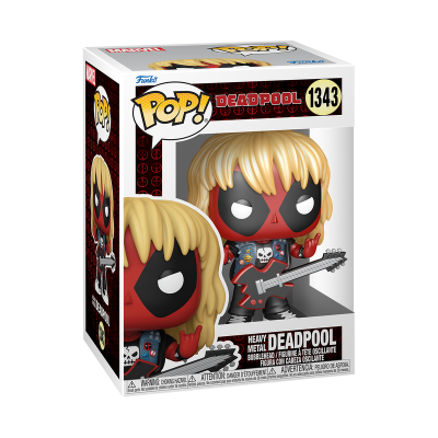 Figura Funko POP! Deadpool Heavy Metal com guitarra na caixa