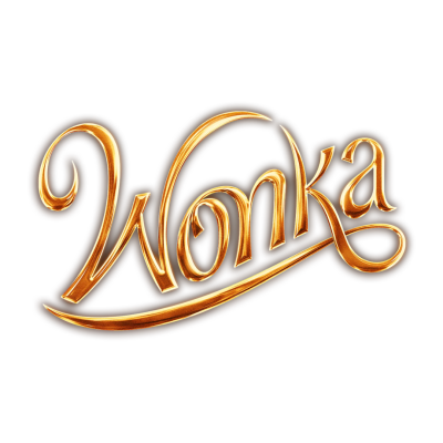 Logótipo Wonka em letras douradas