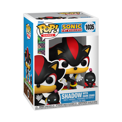 Figura Funko Pop! Shadow com Dark Chao da série Sonic the Hedgehog na embalagem