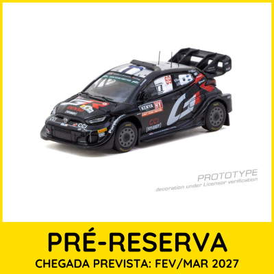 Miniatura de carro de rali preto com detalhes em vermelho e branco e textos variados
