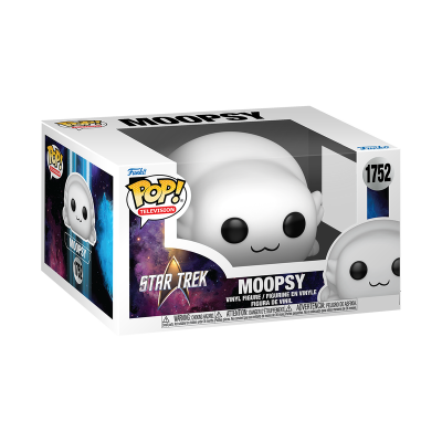 Figura Funko Pop! Moeopsy branca em caixa com design cósmico e texto ST☆R TREK