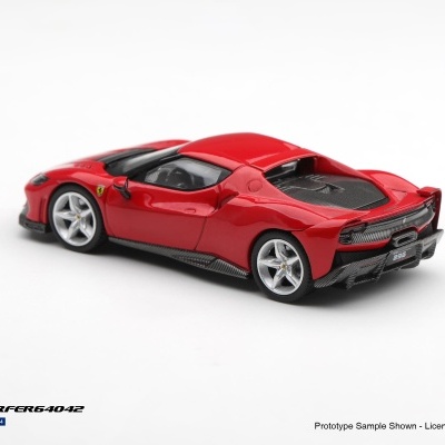 Miniatura carro desportivo vermelho Ferrari detalhe preto