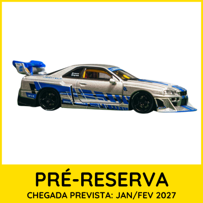 Miniatura de carro de corrida prateada com detalhes azuis e pretos