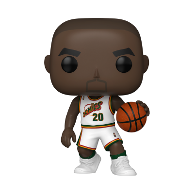 Figura colecionável de jogador de basquetebol uniformizado da equipa SONICS