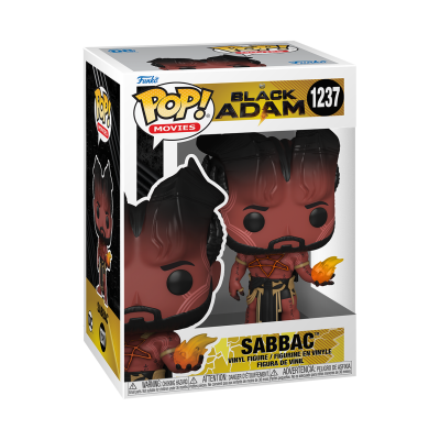 Figura Pop! de vinil Sabbac Black Adam na embalagem