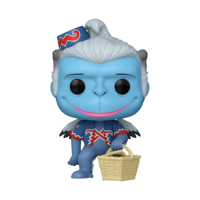 Figura Funko Pop azul com cabelo branco e cesta