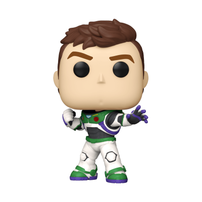 Figura Funko Pop de Buzz Lightyear de Toy Story em fato espacial branco, verde e roxo