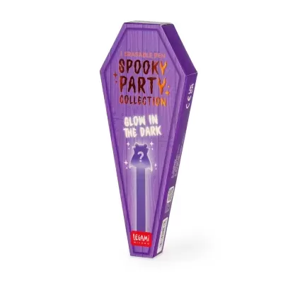 embalagem roxa em forma de caixão para caneta apagável Spooky Party