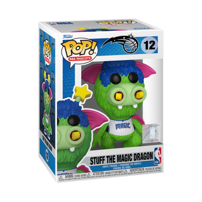 Funko Pop! de Stuff the Magic Dragon num estojo azul e branco