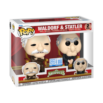Figura de vinil dos personagens Waldorf & Statler na embalagem original Pop! de colecionador