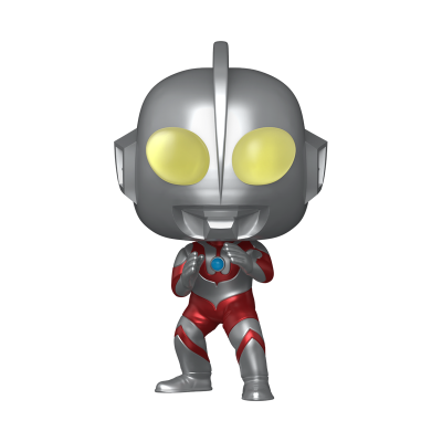 Figura Funko Pop do Ultraman em prateado e vermelho