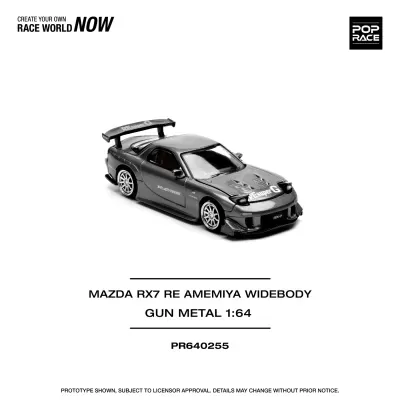 Miniatura de carro Mazda RX7 RE Amemiya Widebody gun metal 1:64