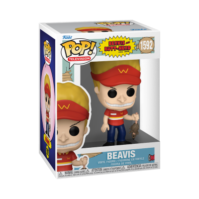 Figura Funko Pop! Beavis com boné vermelho e rato, na embalagem