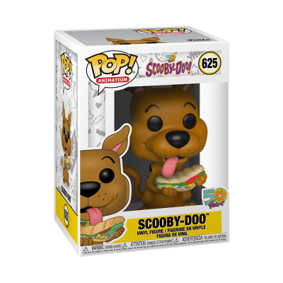 Figura Funko Pop de Scooby-Doo segurando sanduíche em embalagem original