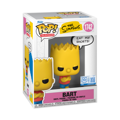 Figura Pop! Television Bart Simpson com frase Eat My Shorts na caixa
