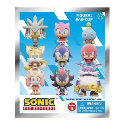 Embalagem com figuras de personagens do Sonic the Hedgehog para clips de saco.