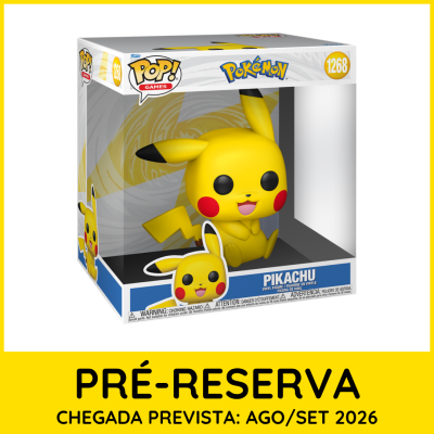 Funko Pop de Pikachu em caixa com pré-reserva e data prevista para agosto/setembro 2026.