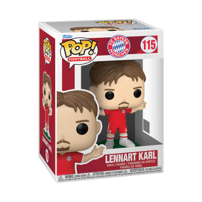 Figura Pop! de vinil Lennart Karl com uniforme vermelho FC Bayern München na caixa