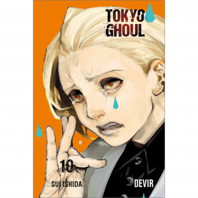 Capa do manga TOKYO GHOUL volume 10 com personagem loira e fundo laranja