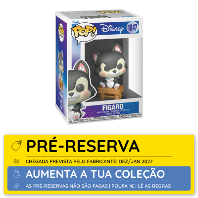 Figurinha Funko Pop de vinil Figaro da Disney na embalagem