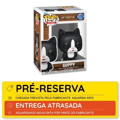 Figurine Funko Pop! Guppy em vinil com caixa de papel e plástico transparentemente embalada e etiqueta amarela de pré-reserva.