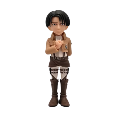 Figura colecionável de personagem com casaco castanho claro e botas castanhas
