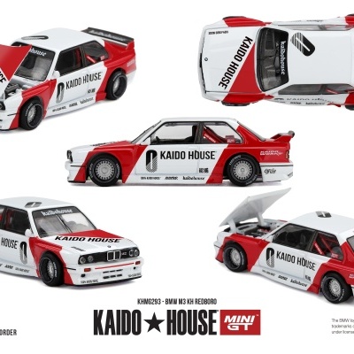 Miniatura de carro BMW M3 KH Redboro branco e vermelho com adesivos KAIDO HOUSE