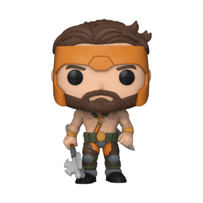 Figura Funko Pop personagem masculino com capacete laranja e barba