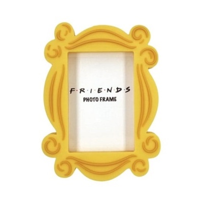 Moldura de foto amarela ornamentada com texto FRIENDS PHOTO FRAME