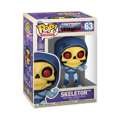 Figura de vinil Skeletor da coleção Pop! Comics Masters of the Universe na embalagem