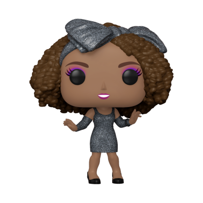 Figura Funko Pop de boneca com vestido e acessórios prateados e cabelo cacheado