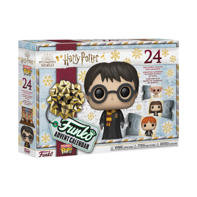 Caixa de calendário de advento Funko Pop! Harry Potter com 24 peças e personagens estilizadas.