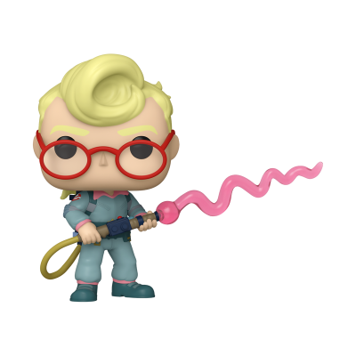 Figura de vinil tipo Funko Pop com lança-chamas rosa