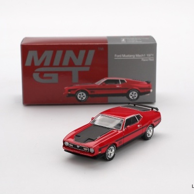 Miniatura de Ford Mustang Mach1 1971 em vermelho com caixa correspondente
