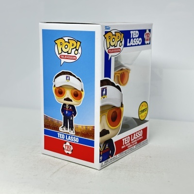 Caixa Funko Pop! de Ted Lasso com figura de vinil e texto POP! TELEVISION TED LASSO 1351