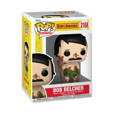 Funko Pop! de Bob Belcher com roupa de folhas em caixa