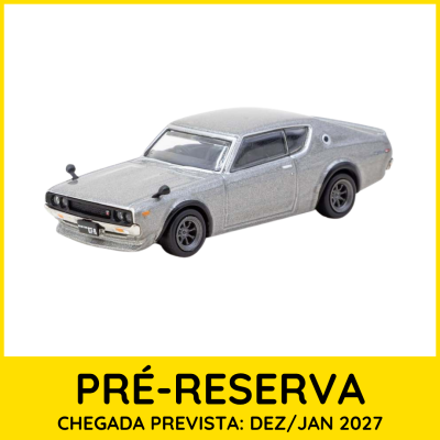 Miniatura carro clássico cinza com texto pré-reserva em fundo amarelo